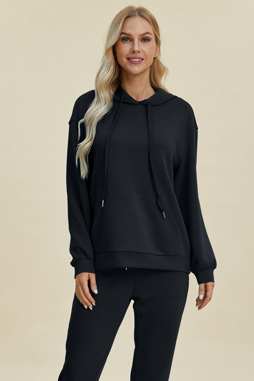 Basic Bae Full Size Air Scuba Drawstring Long Sleeve Hoodie with Kangaroo Pocket - ShopBasicbae - Flyclothing LLC