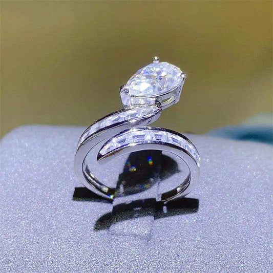 3 Carat Moissanite Zircon 925 Sterling Silver Bypass Ring - Trendsi - Flyclothing LLC