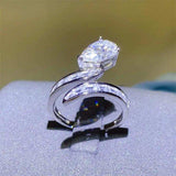 3 Carat Moissanite Zircon 925 Sterling Silver Bypass Ring - Trendsi - Flyclothing LLC
