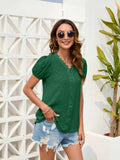 Swiss Dot Lace Detail V-Neck Blouse - Trendsi - Flyclothing LLC