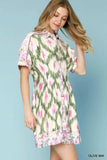 Umgee Ethnic Print Short Sleeve Mini Shirt Dress - Trendsi - Flyclothing LLC