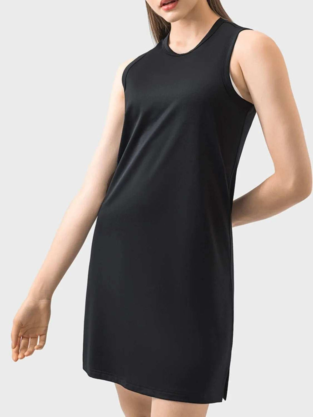 Round Neck Sleeveless Active Dress - Trendsi - Flyclothing LLC