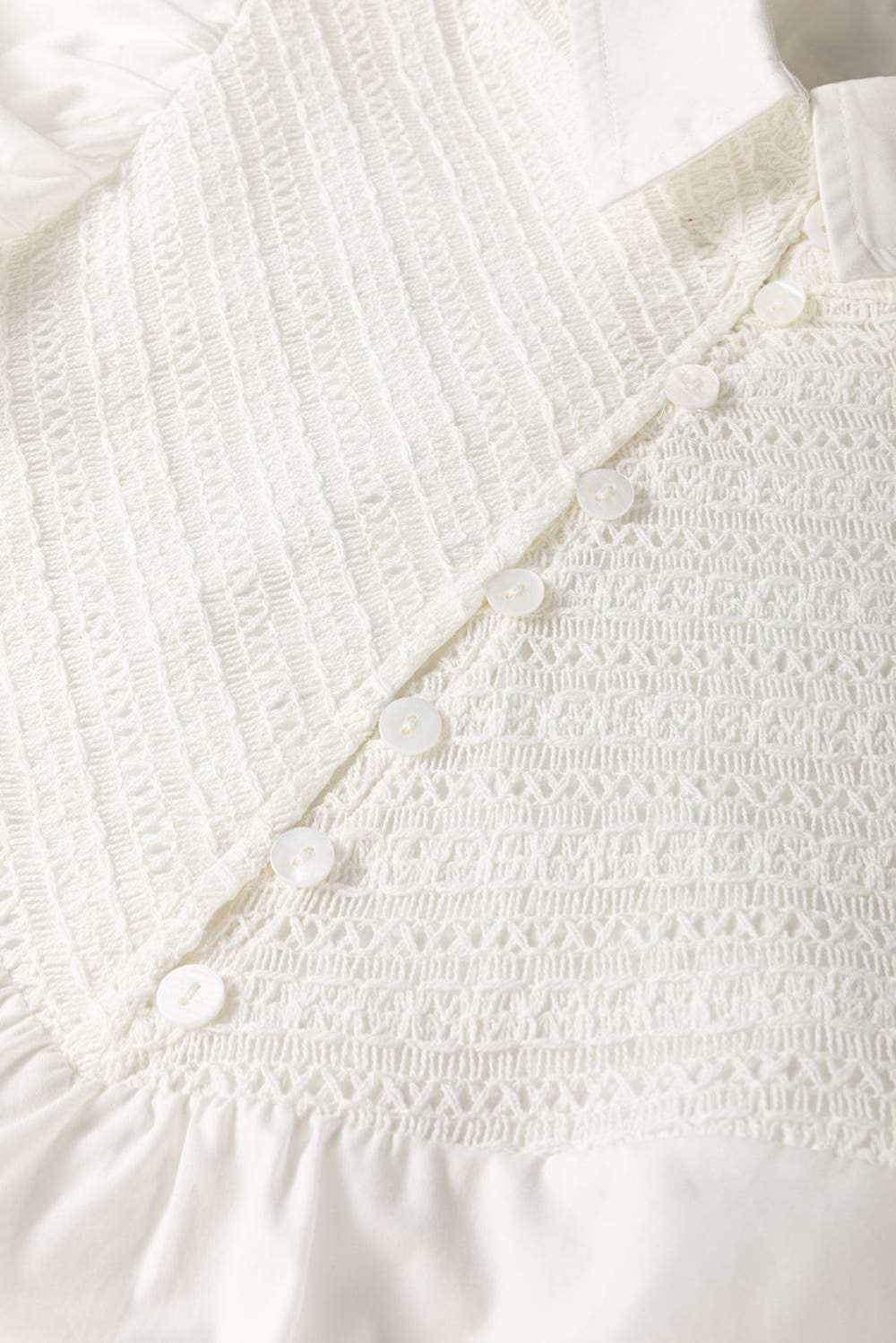 Lace Patchwork Ruffled Cap Sleeve Blouse - Trendsi - Flyclothing LLC