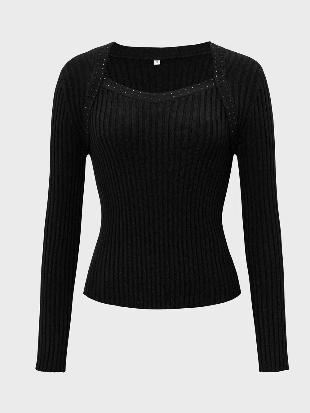 Long Sleeve Ribbed Knit Top - Trendsi - Flyclothing LLC