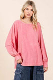 Mittoshop Mineral Wash Raglan Long Sleeve Oversized Top - Trendsi - Flyclothing LLC