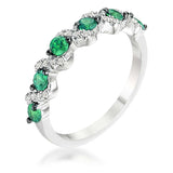 .18Ct Rhodium and Hematite Plated S Shape Emerald Green and Clear CZ Half Eternity Band - JGI - Flyclothing LLC