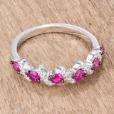 .18Ct Rhodium and Hematite Plated S Shape Fuchsia and Clear CZ Half Eternity Band - JGI - Flyclothing LLC