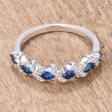 .18Ct Rhodium and Hematite Plated S Shape Sapphire Blue and Clear CZ Half Eternity Band - JGI - Flyclothing LLC