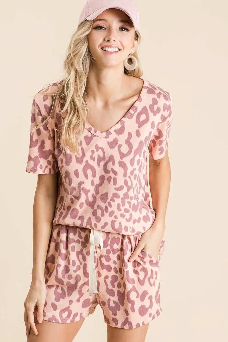 BiBi Leopard Shorts with Twill Tape Drawstring - Trendsi - Flyclothing LLC