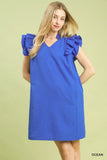 Umgee Seersucker Ruffle Shift Dress - Trendsi - Flyclothing LLC