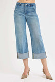 RISEN Full Size Tummy Control High Rise Ankle Wide Cuffed Jeans Plus Size - Trendsi - Flyclothing LLC