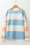 Contrast Color Block Round Neck Long Sleeve Top - Trendsi - Flyclothing LLC