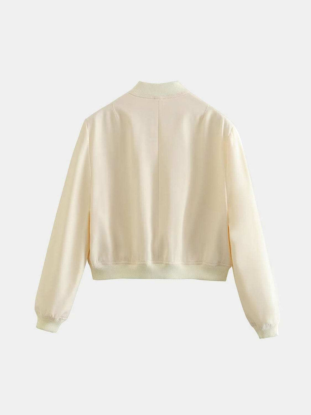 Pocketed Snap Down Baseball Collar Jacket - Trendsi - Flyclothing LLC