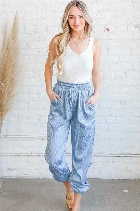 And The Why Satin Leopard Print Joggers - Trendsi - Flyclothing LLC