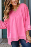 Exposed Seam V-Neck Blouse - Trendsi - Flyclothing LLC