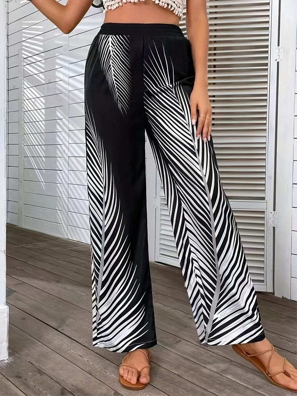 Printed Wide Leg Pants - Trendsi - Flyclothing LLC