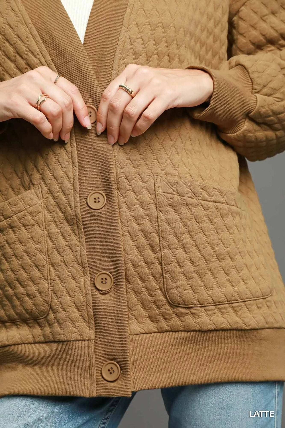 Umgee Button-Up Jacquard Cardigan - Trendsi - Flyclothing LLC