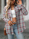 Plaid Button-Down Oversized Shirt - Trendsi - Flyclothing LLC