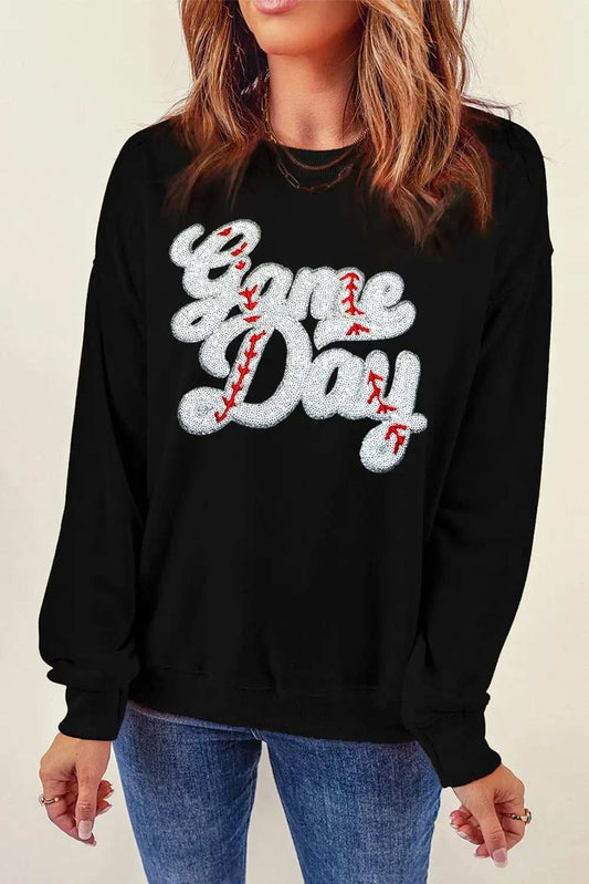 Letter Graphic Round Neck Long Sleeve Sweatshirt - Trendsi - Flyclothing LLC