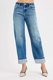RISEN Slouchy Crop Barrel Cuffed Jeans - Trendsi - Flyclothing LLC