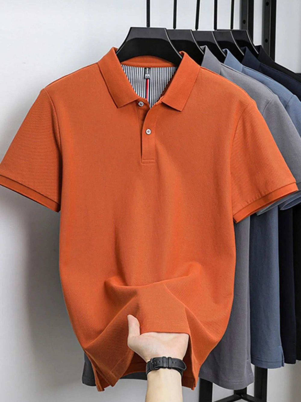 Men's Plus Size Button Detail Short Sleeve Polo - Trendsi - Flyclothing LLC