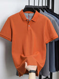 Men's Plus Size Button Detail Short Sleeve Polo - Trendsi - Flyclothing LLC