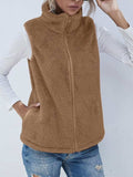 Full Size Fuzzy Zip Up Vest Coat with Pockets - Trendsi - Flyclothing LLC