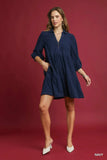 Umgee Tiered Corduroy Mini Dress with Balloon Sleeves - Trendsi - Flyclothing LLC