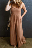Frill Smocked Wide Leg Jumpsuit - Trendsi - Flyclothing LLC