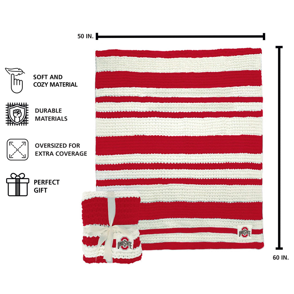 Ohio State Cable Knit Throw 50x60 - Logo Brands - Flyclothing LLC