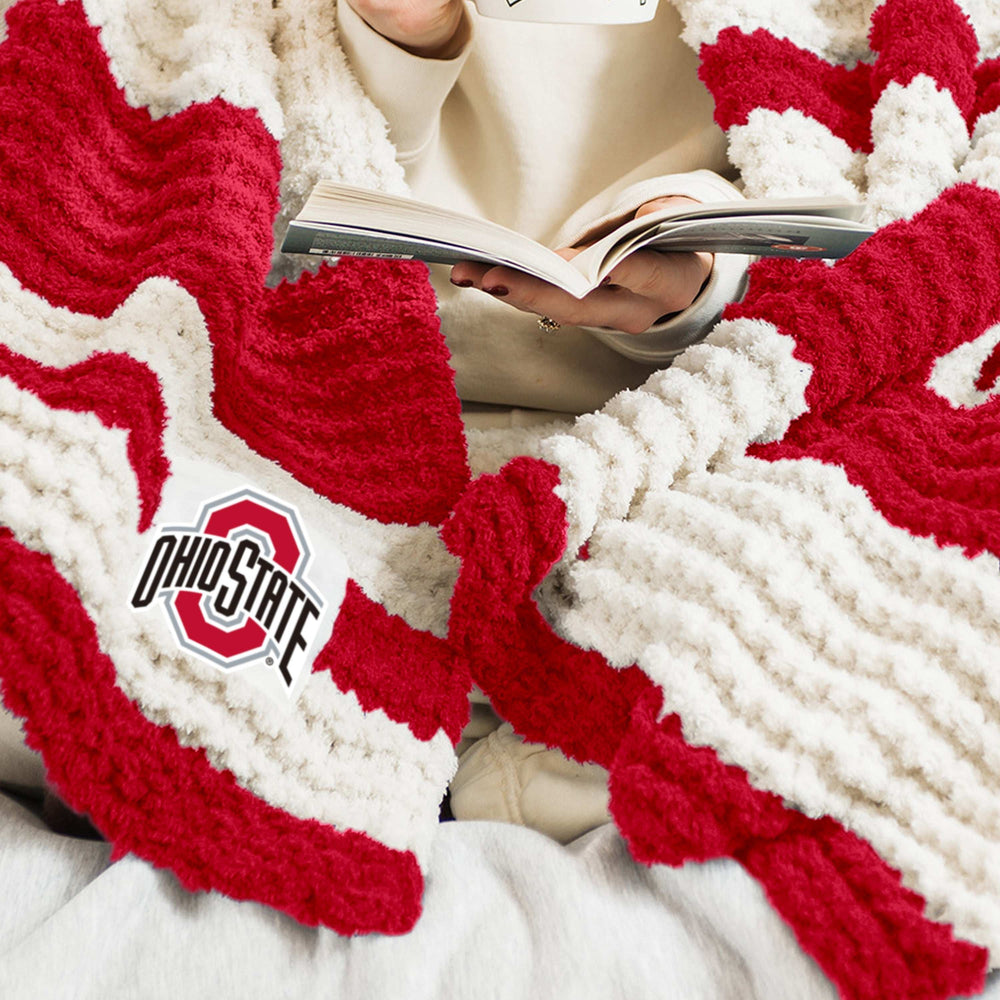 Ohio State Cable Knit Throw 50x60 - Logo Brands - Flyclothing LLC