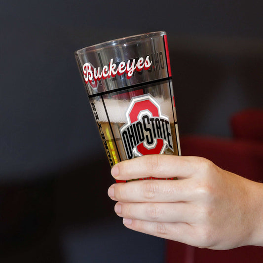 Ohio State 16oz Quilted Stained Pint Glass - Logo Brands - Flyclothing LLC