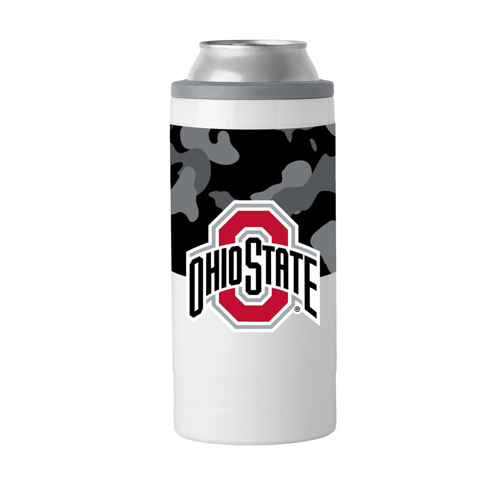 Ohio St Black Camo 12oz Slim Can Coolie - Logo Brands - Flyclothing LLC