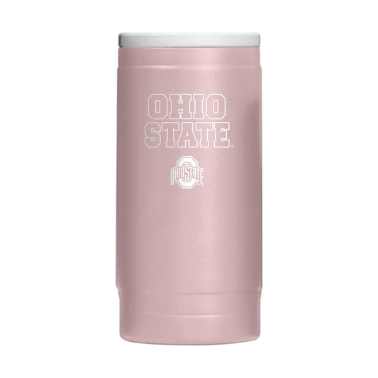 Ohio State Stencil Powder Coat Slim Can Coolie - Logo Brands - Flyclothing LLC