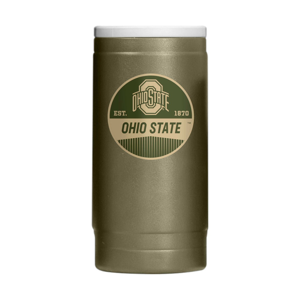 Ohio State Badge Powder Coat Slim Can Coolie - Logo Brands - Flyclothing LLC