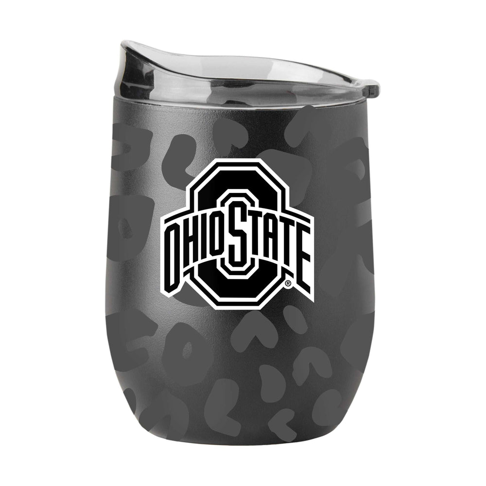 Ohio State Leopard 16oz Black Powdercoat Curved Beverage - Logo Brands - Flyclothing LLC