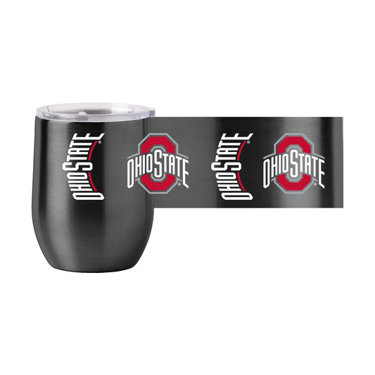 Ohio St 16oz Black Powder Coat Curved Beverage - Logo Brands - Flyclothing LLC