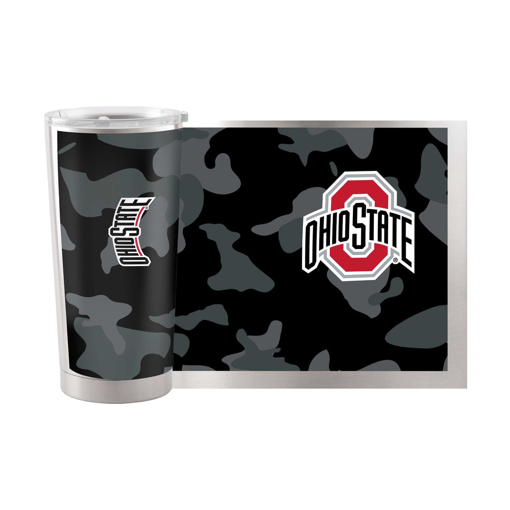 Ohio State 20oz Black Camo Stainless Steel Tumbler - Logo Brands - Flyclothing LLC