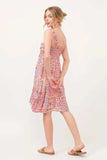 And The Why Tied Front Smocked Back Tiered Boho Printed Dress - Trendsi - Flyclothing LLC