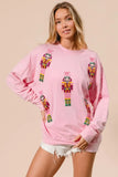 BiBi Sequin Nutcrackers Embroidery Christmas Sweatshirt - Trendsi - Flyclothing LLC