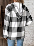 Plaid Dropped Shoulder Long Sleeve Hoodie - Trendsi - Flyclothing LLC