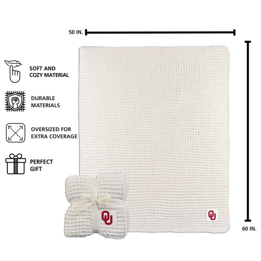 Oklahoma Cable Knit Throw 50x60 - Logo Brands - Flyclothing LLC