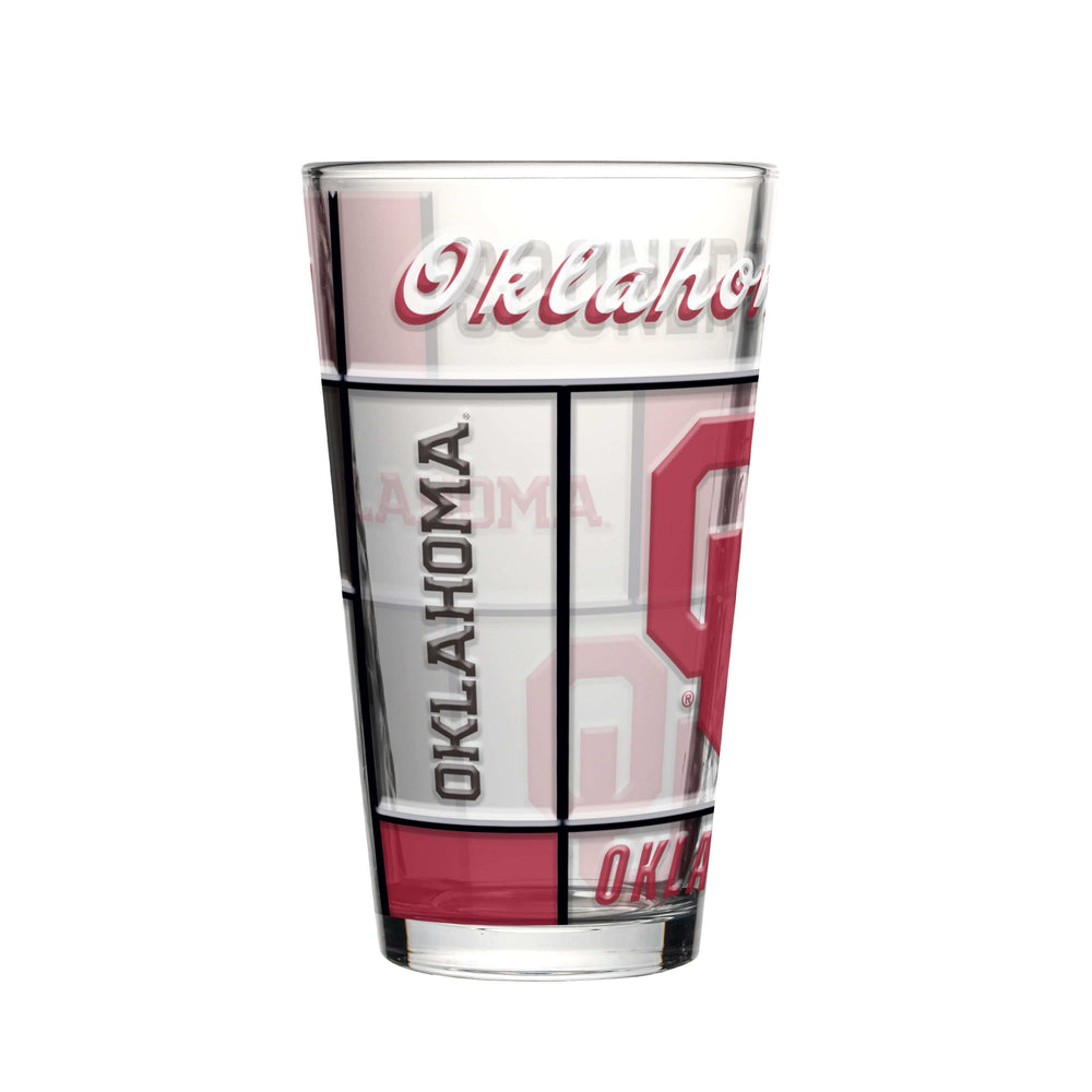 Oklahoma 16oz Quilted Stained Pint Glass - Logo Brands - Flyclothing LLC