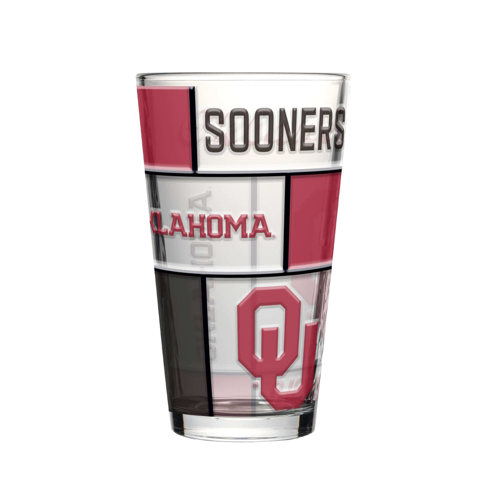 Oklahoma 16oz Quilted Stained Pint Glass - Logo Brands - Flyclothing LLC