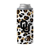 Oklahoma 12oz Neutral Leopard Slim Can Coolie - Logo Brands - Flyclothing LLC