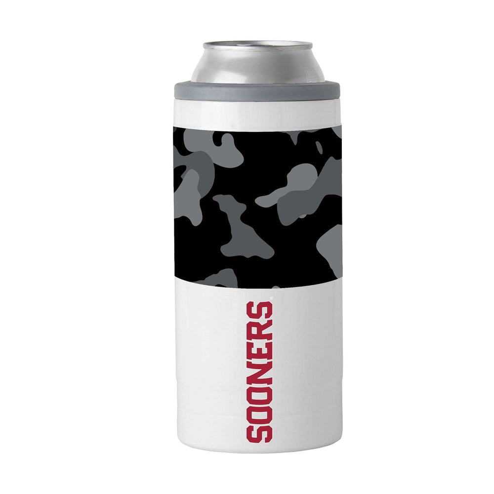 Oklahoma Black Camo 12oz Slim Can Coolie - Logo Brands - Flyclothing LLC