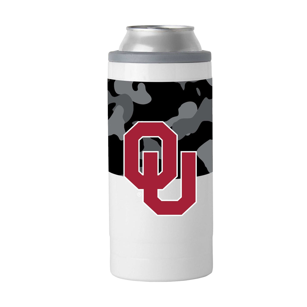 Oklahoma Black Camo 12oz Slim Can Coolie - Logo Brands - Flyclothing LLC