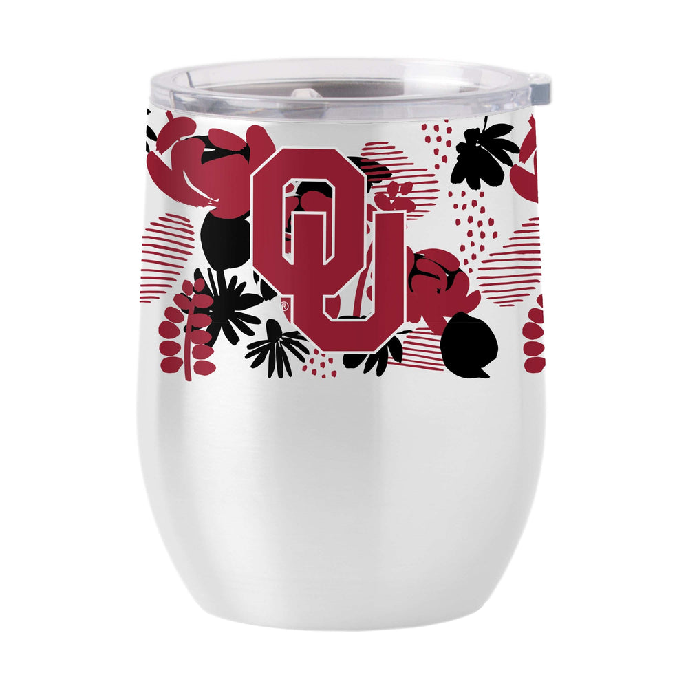 Oklahoma 16oz Floral Stainless Curved Beverage - Logo Brands - Flyclothing LLC