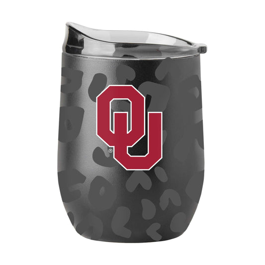 Oklahoma Leopard 16oz Black Powdercoat Curved Beverage - Logo Brands - Flyclothing LLC