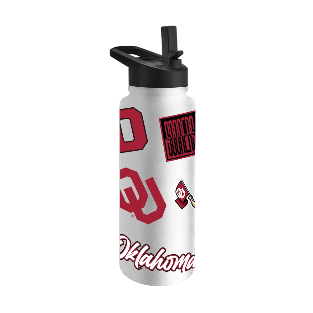 Oklahoma 34oz White Dreamweave Quencher Bottle - Logo Brands - Flyclothing LLC